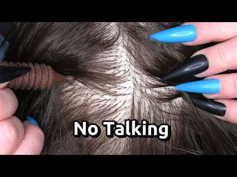ASMR Scalp Check with Long Nails (NO TALKING) (Scalp Scratching, Close Up) Hairdresser Roleplay