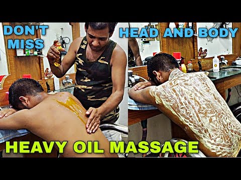 Heavy oil head and body massage by asim barber with Neck cracking