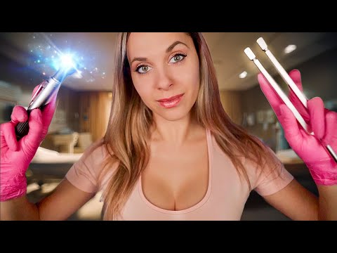 ASMR Ear Exam & Deep Ear Cleaning, Otoscope, Ear Picking, Gloves and Tuning Fork, Roleplay