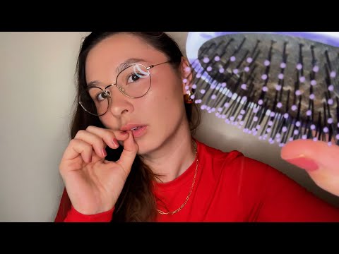 ASMR invisible clipping your hair out of your face and some hair brushing 📎🎀💆‍♀️