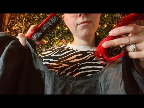 ASMR Doing Your Hair | brushing, parting, cape sounds, sectioning, spraying, soft spoken 