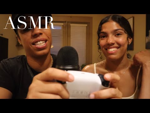 My sister tries ASMR for the first time!!! (Really good)