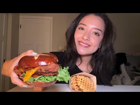 ASMR | Chick-fil-A Pretzel Cheddar Club and fries 