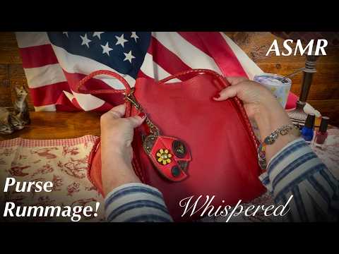 Purse Rummage Patriotic! Switching to New Red Bag! (Whispered Version) What's in my bag?