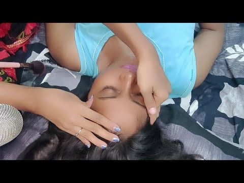 Asmr doing head massage and cleaning face 😌 #asmr #massage #relaxing #whispering