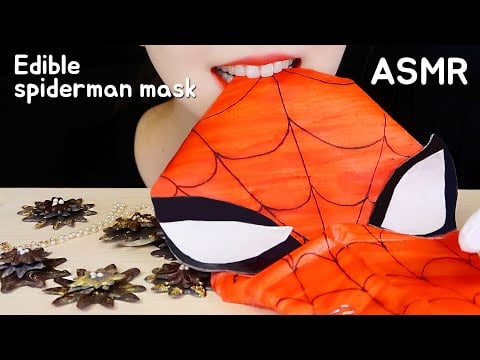 EDIBLE SPIDERMAN MASK & BLACK DAHLIA CHOCOLATE ASMR NO TALKING