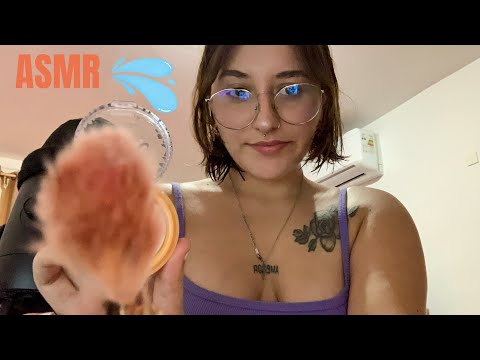 ASMR casero te pongo iluminador en la cara 🫥 SPIT PAINTING