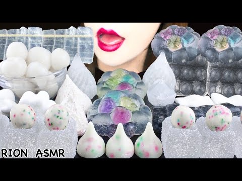 【ASMR】CLEAR&WHITE DESSERTS🤍 ALOE VERA,PUSH POP JELLY,FROZEN JELLY MUKBANG 먹방 EATING SOUNDS