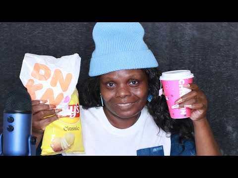 Dunkin's Mozerella Tomato Black Tea ASMR Eating Sounds