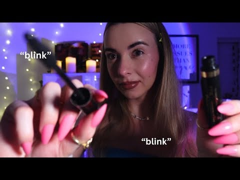 ASMR tracing your face and applying mascara (repeating "blink" trigger) 💗🌷🌸