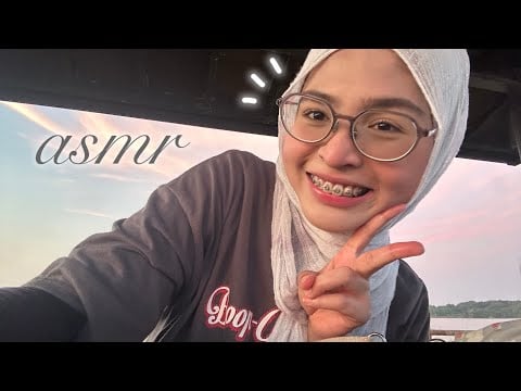 ASMR TOUCHING GRASS + SUNSET WATCHING 🌅💛 (outdoors/public) 