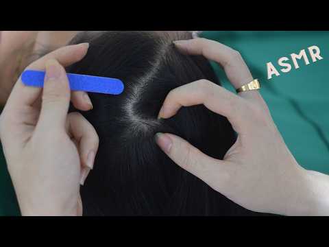 ASMR Hair Parting And Head Scratching With Breathing Noise, Soothing For Relaxation