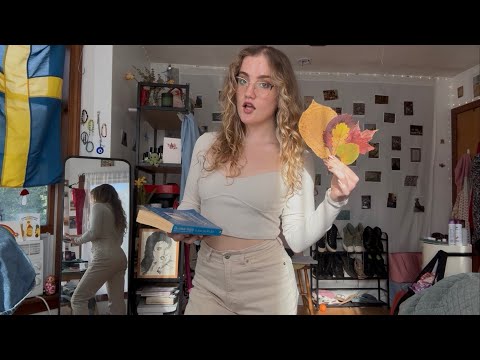 Autumnal ASMR 🍁🍂💫 fabric scratching, page turning, fall leaves haul & positive affirmafions ✨
