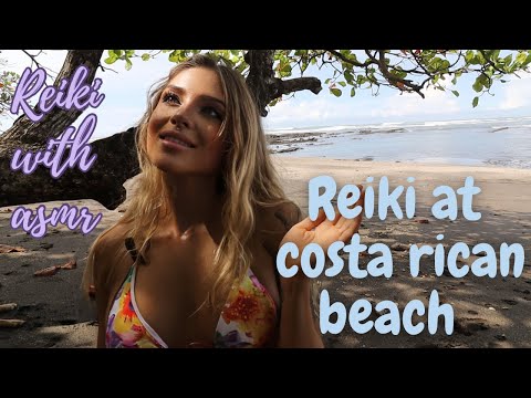 Soft Spoken Reiki at the beach with ASMR ( Water sounds, waves, delta-theta waves)