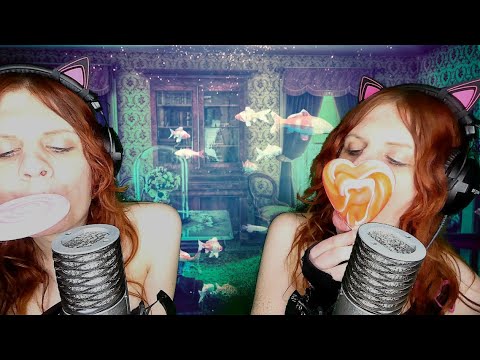 ASMR | Twins Sucking And Licking Big Lollipops (No Talking) | Eating Sounds