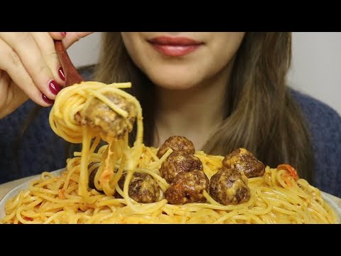 ASMR CREAMY ARRABBIATA MEATBALLS SPAGHETTI / MUKBANG / CREMA ASMR #asmr #mukbang #meatballs #pasta