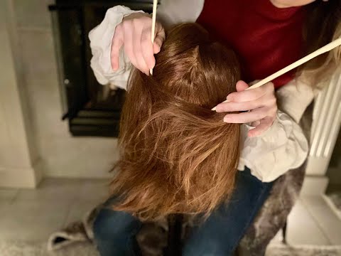 ASMR - Scalp inspection and fireside chat (Soft spoken)