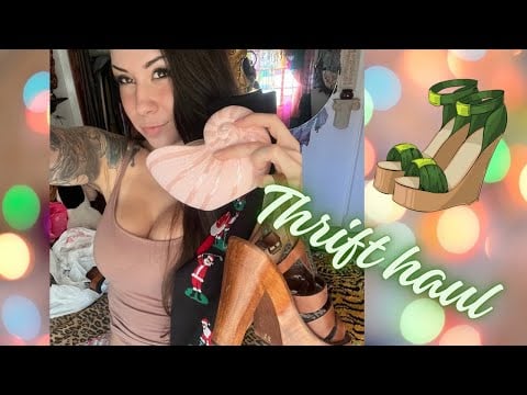 ASMR thrift haul, heel/ shoe try-on. Show & tingle. Soft spoken, crinkling, tapping. Lofi. fall 2025