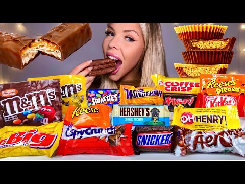 ASMR LEFTOVER DESSERT* WUNDERBAR, OH HENRY, SNICKERS, MARS BAR, TWIX, HERSHEY, CHOCOLATE MUKBANG 먹방