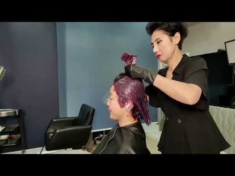Korean Hair salon ASMR activation of vision and hearing #Red Brown deep and splendid~