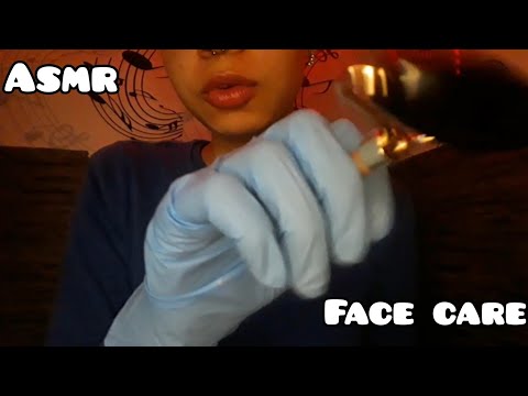 ASMR ◇ Doing your face care with gloves 💙