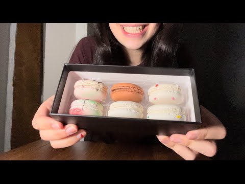 ASSORTED MACARONS ASMR EATING *RAINBOW COOKIE, BIRTHDAY CAKE, CHOCOLATE, AND FRENCH VANILLA FLAVORS*