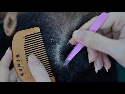 Asmr Relaxing Scalp Check ~ Wooden Comb ~ Tweezers ~ Scratching ~ Combing ~ Plucking White Hair