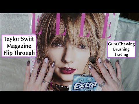 ASMR Gum Chewing Magazine Flip Through. TAYLOR SWIFT. Whisper, Brush, Tracing