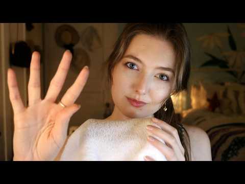 ASMR Fluffy Towel Sounds w/ Echo & Hand Movements (No Talking)