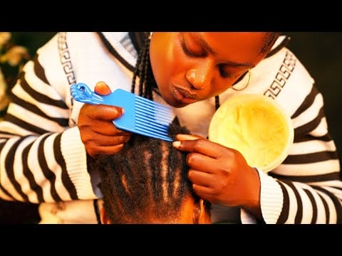 Asmr✨Whisper Hair braiding | Hair parting | Scalp greasin, Ear clean & massage BEST SLEEP OF UR LIFE