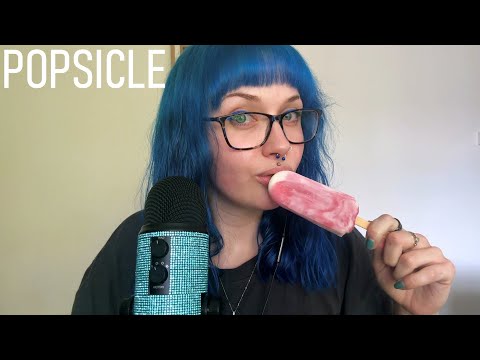 ASMR Eating Strawberry & Cream Popsicle 🍓