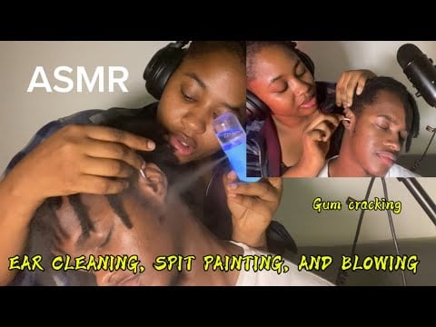 ASMR💫EAR CLEANING, SPIT PAINTING, AND BLOWING