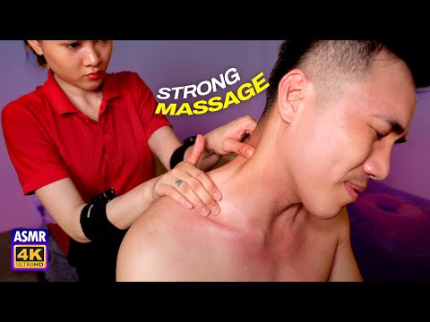 ASMR 🔥 She is a real massage expert! STRONG foot and body massage!