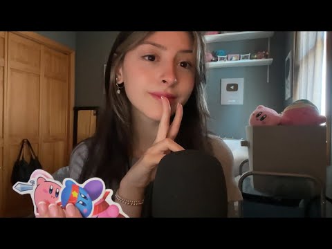 SLEEPY ASMR 🎀 hand sounds, kirby stickers, perfume & whispers ♡ ₊˚⊹♡