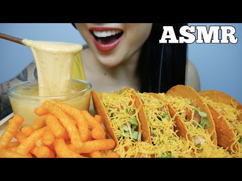 ASMR CHEESY TACOS WITH CHEESE SAUCE + CHEESE PUFFS (EATING SOUNDS)  NO TALKING | SAS-ASMR