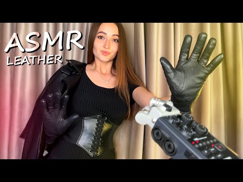 ASMR | ALL LEATHER TRIGGERS | Relax Leather Gloves and Jacket & Corset ZOOM H6 SOUNDS | No Talking