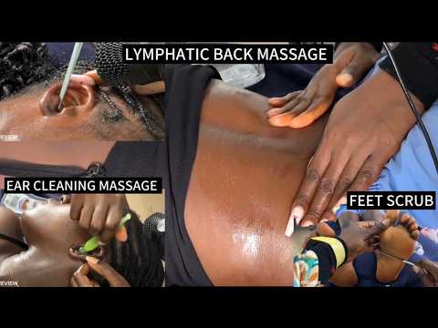 Relaxing ASMR Massage Foot, Back, Cucumber Hand & Thighs Massage, Scalp Scratching & Ear Cleaning