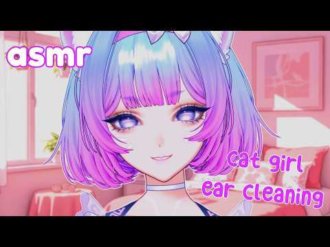 [ASMR] cat girl ear cleaning in progress🧼ear cupping, ear touching, soft spoken