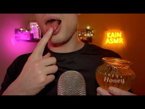 ASMR🍯Spit Painting with Honey (intense mouth sounds)