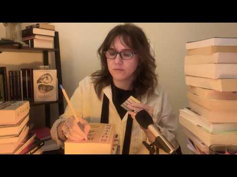 sorting books for sale (calm ASMR with jazz)