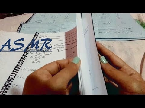 ASMR: Sons de folheação em livro, papel, sussurros/ Leafing sounds, whispers, calm and soft voice