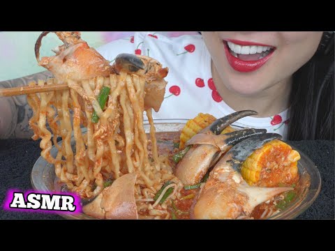 ASMR CRAB CLAWS + SPICY NOODLES  (EATING SOUNDS) NO TALKING | SAS-ASMR