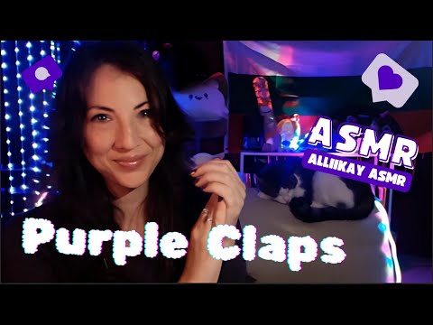ASMR Purple nails clapping and satin gloves