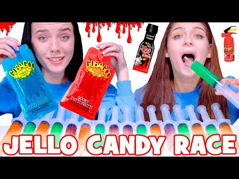 ASMR Popping Boba Jello Shooter Candy Race Mukbang