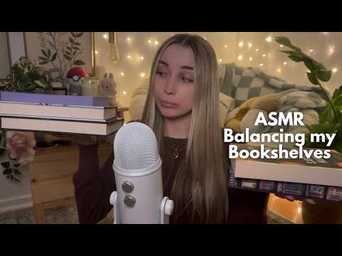 ASMR Balancing My Bookshelves for April! (whispered, lots of book triggers)