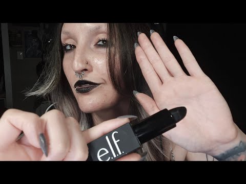 ASMR | Trying @elfcosmetics black lipstick | 200% sensitivity | soft spoken & gum chewing