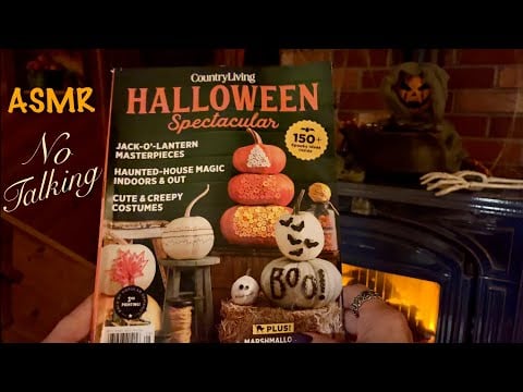 ASMR  Request~Crinkle halloween magazine! Crackling fire & Bubbling Brew~(No Talking Version)