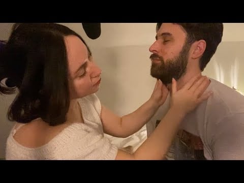 gentle ASMR massage (super light touch, almost touching, beard oil and combing) 