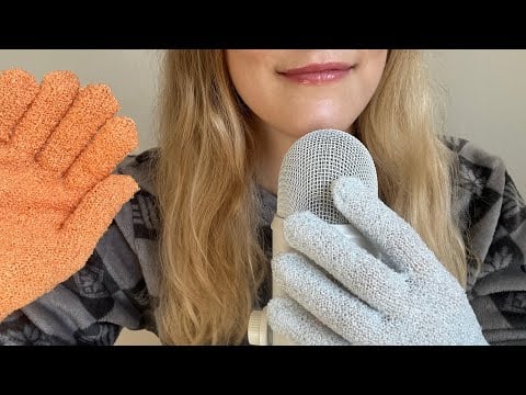 Asmr fabric, body & mic scratching with peeling gloves 💖