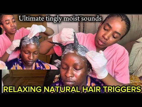 Asmr✨Intense relaxing african natural hair triggers with tingling wet mouth triggers and oil greasin